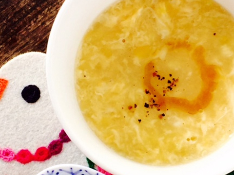 春色のあったかスープ♪「ふわふわ卵のコーンクリーム」